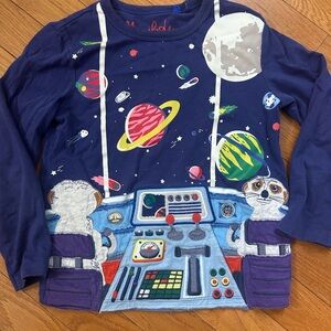Mini Boden Cosmic Adventure Long Sleeve Shirt - Navy 4t-5t